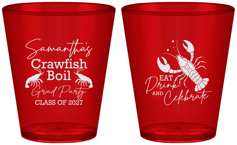 Custom Graduation Plastic Shot Glasses - Class Of 2027 Crawfish Boil | 130002
