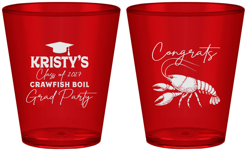 Custom Graduation Plastic Shot Glasses - Class Of 2027 Crawfish Boil | 130003