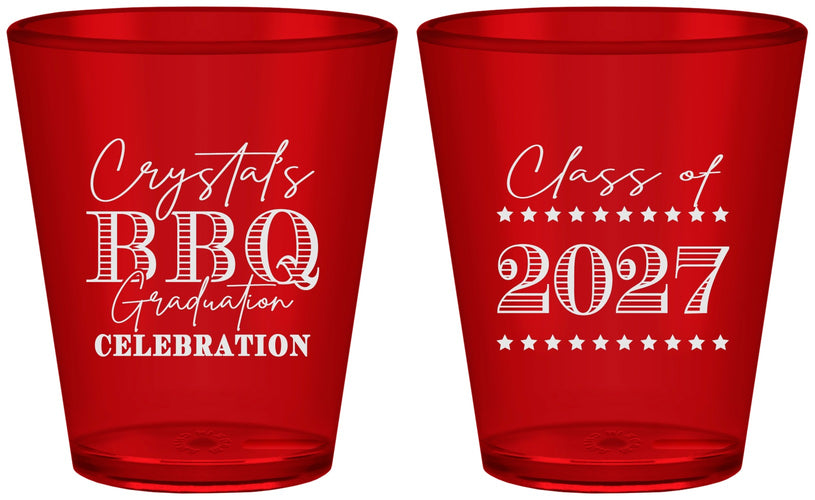 Custom Graduation Plastic Shot Glasses - Class Of 2027 Bbq | 130005