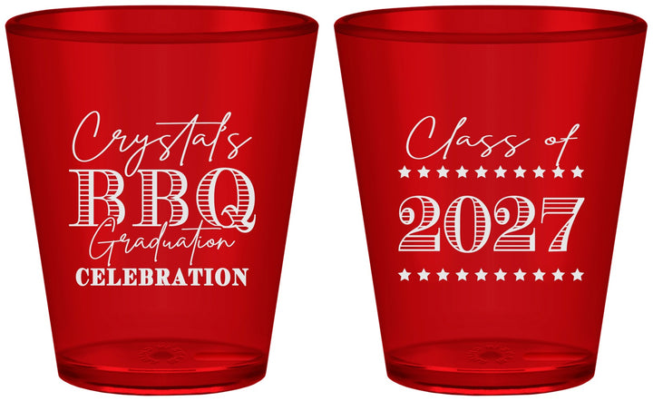 Custom Graduation Plastic Shot Glasses - Class Of 2027 Bbq | 130005