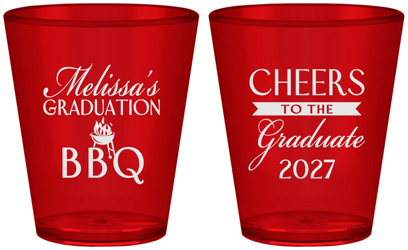 Custom Graduation Plastic Shot Glasses - Class Of 2027 Bbq | 130006
