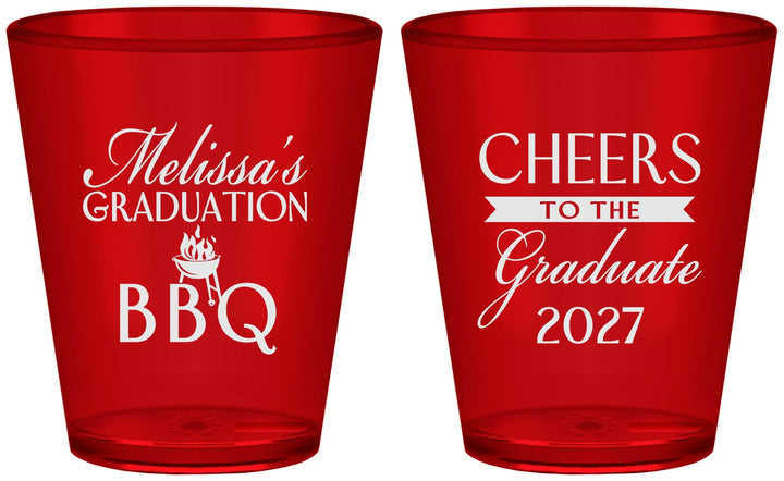 Custom Graduation Plastic Shot Glasses - Class Of 2027 Bbq | 130006
