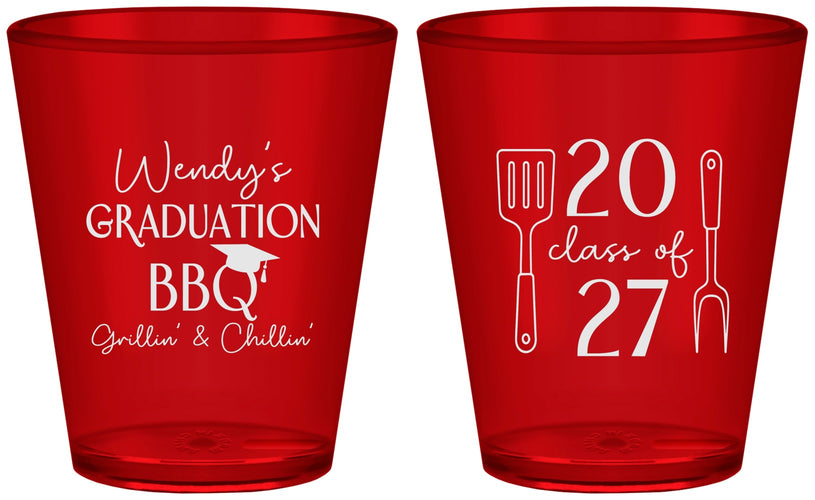 Custom Graduation Plastic Shot Glasses - Class Of 2027 Bbq | 130008