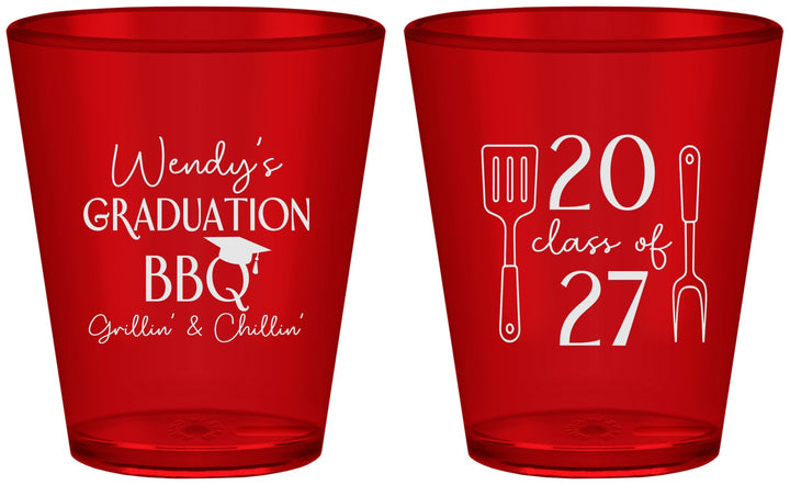 Custom Graduation Plastic Shot Glasses - Class Of 2027 Bbq | 130008