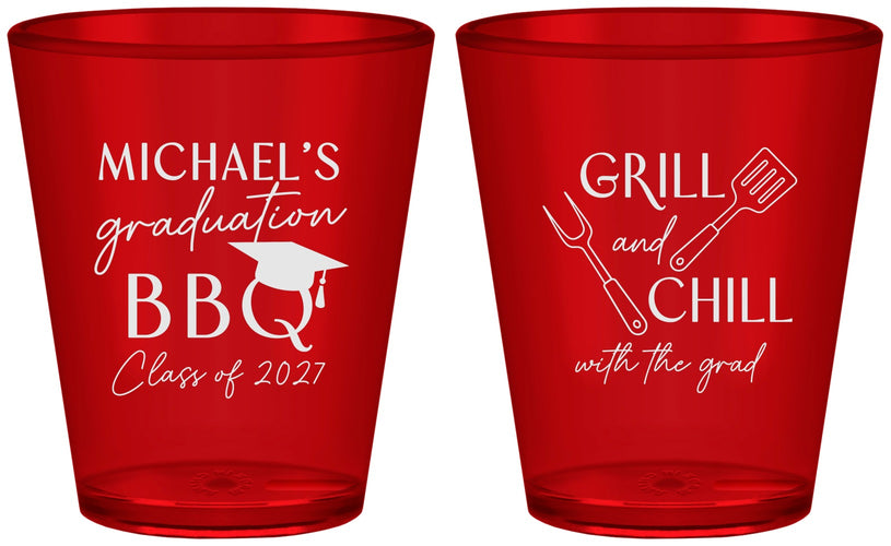 Custom Graduation Plastic Shot Glasses - Class Of 2027 Bbq | 130009