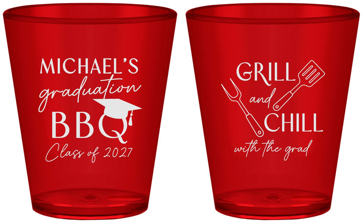 Custom Graduation Plastic Shot Glasses - Class Of 2027 Bbq | 130009