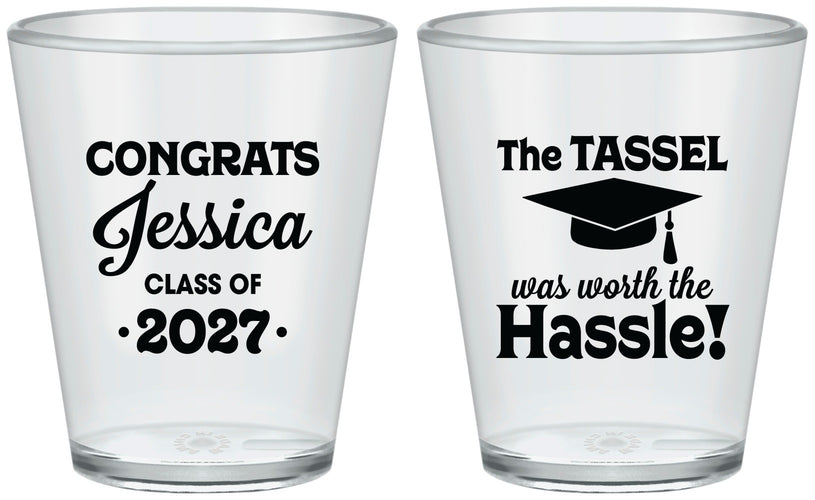 Custom Graduation Plastic Shot Glasses - Class Of 2027 Tassel Hassel | 130012