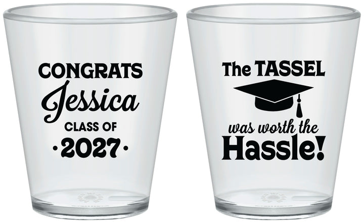 Custom Graduation Plastic Shot Glasses - Class Of 2027 Tassel Hassel | 130012
