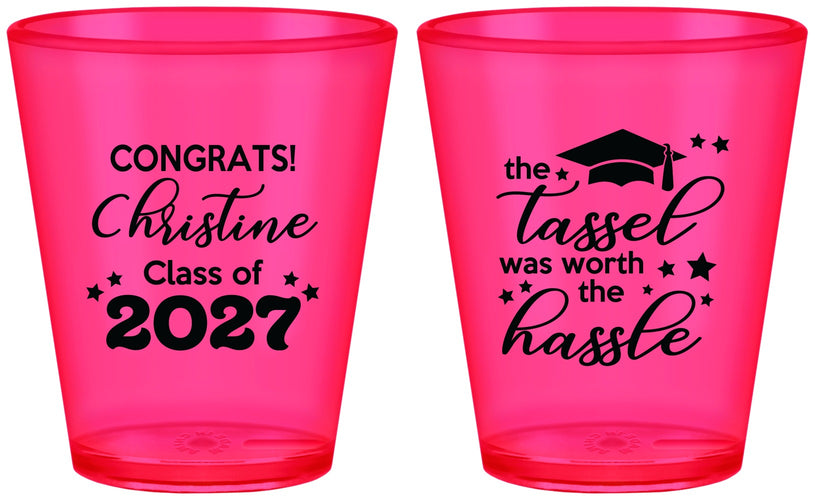 Custom Graduation Plastic Shot Glasses - Class Of 2027 Tassel Hassel | 130013