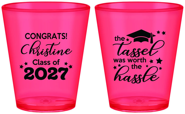 Custom Graduation Plastic Shot Glasses - Class Of 2027 Tassel Hassel | 130013