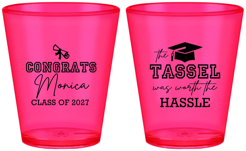 Custom Graduation Plastic Shot Glasses - Class Of 2027 Tassel Hassel | 130014