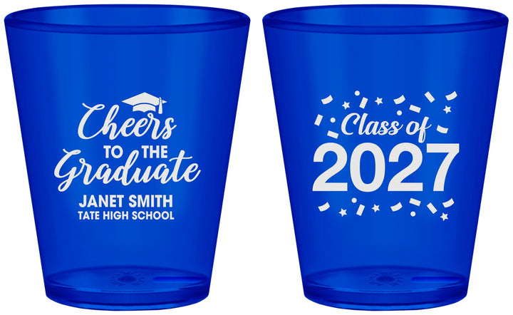 Custom Graduation Plastic Shot Glasses - Class Of 2027 Cheers Graduate | 130021