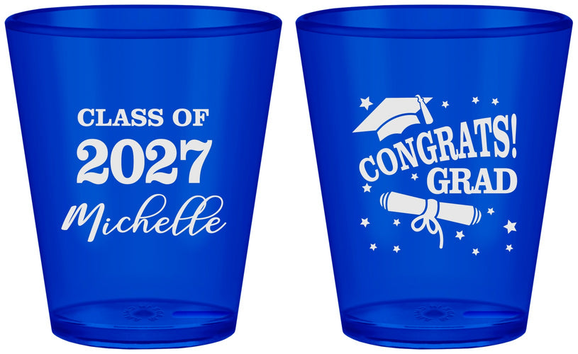 Custom Graduation Plastic Shot Glasses - Class Of 2027 Congrats | 130027