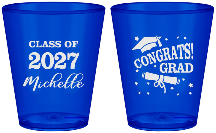 Custom Graduation Plastic Shot Glasses - Class Of 2027 Congrats | 130027