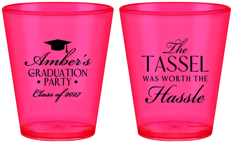 Custom Graduation Plastic Shot Glasses - Class Of 2027 Tassel Hassel | 130030