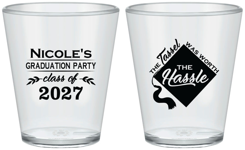 Custom Graduation Plastic Shot Glasses - Class Of 2027 Tassel Hassel | 130032
