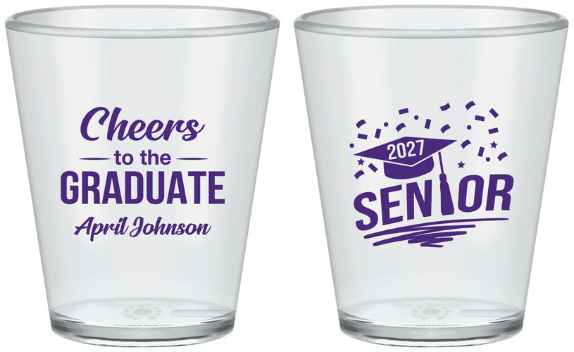 Custom Graduation Plastic Shot Glasses - Class Of 2027 Cheers Graduate | 130035