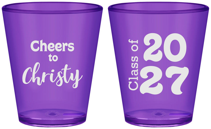 Custom Graduation Plastic Shot Glasses - Class Of 2027 Cheers | 130037