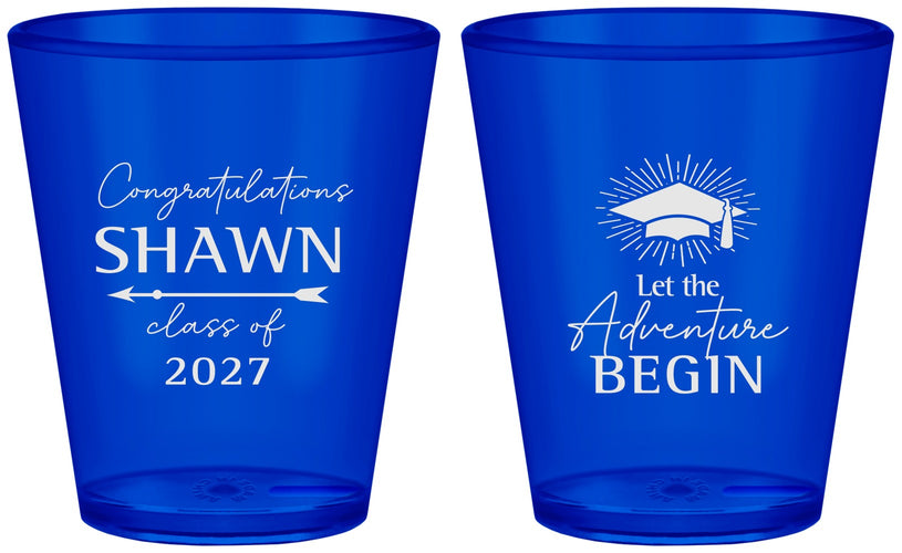 Custom Graduation Plastic Shot Glasses - Class Of 2027 Adventure Begin | 130048