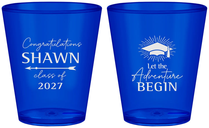 Custom Graduation Plastic Shot Glasses - Class Of 2027 Adventure Begin | 130048