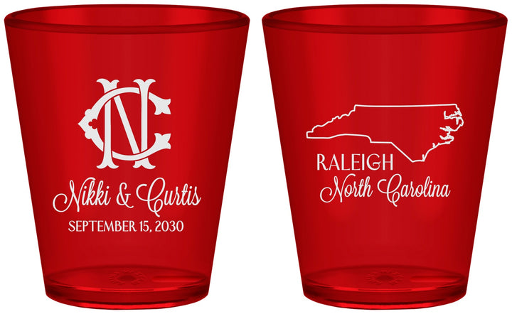 Custom Wedding Plastic Shot Glasses - North Carolina | 132