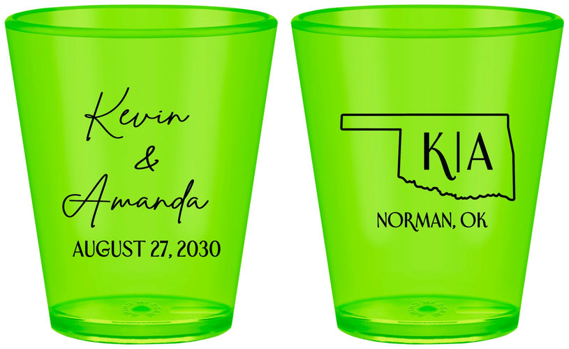 Custom Wedding Plastic Shot Glasses - Oklahoma | 135