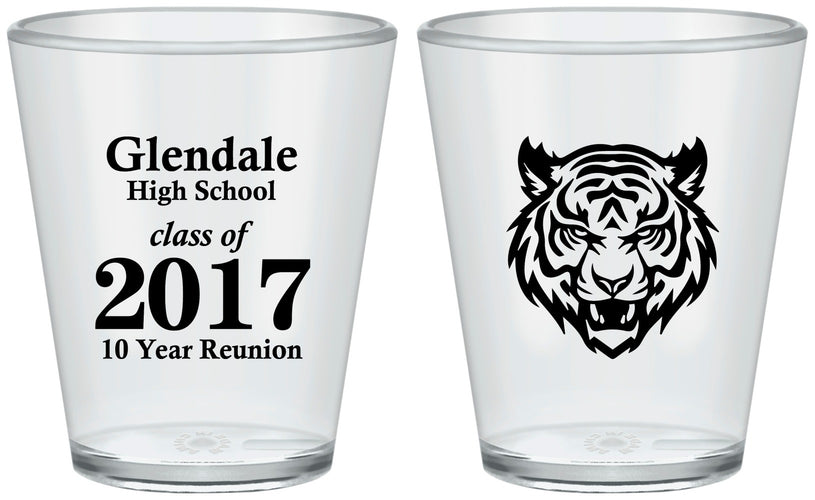 Custom Class Reunion Plastic Shot Glasses - Class Of 2017 10 Year | 140000