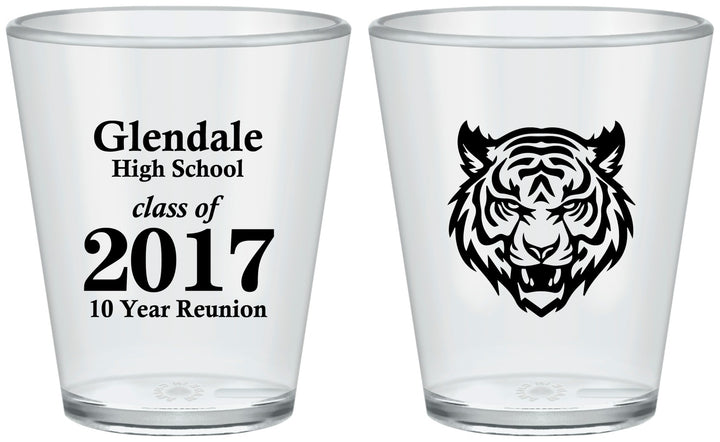 Custom Class Reunion Plastic Shot Glasses - Class Of 2017 10 Year | 140000