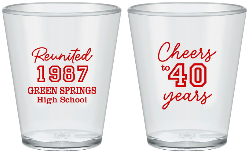 Custom Class Reunion Plastic Shot Glasses - Class Of 1987 40 Year | 140003