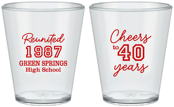 Custom Class Reunion Plastic Shot Glasses - Class Of 1987 40 Year | 140003