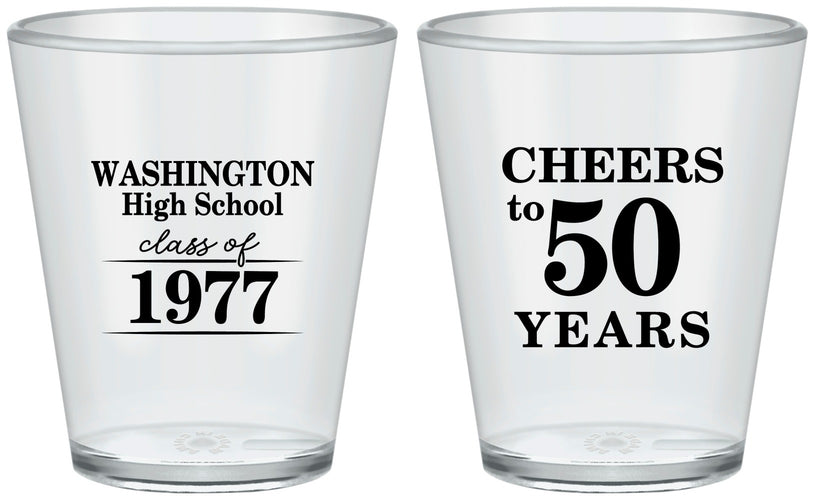Custom Class Reunion Plastic Shot Glasses - Class Of 1977 50 Year | 140004