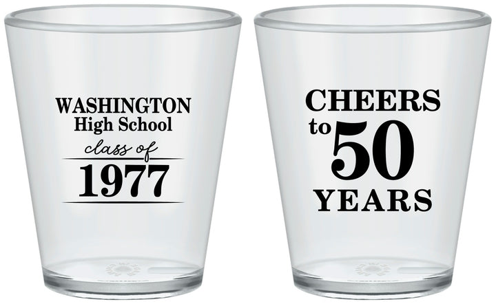 Custom Class Reunion Plastic Shot Glasses - Class Of 1977 50 Year | 140004