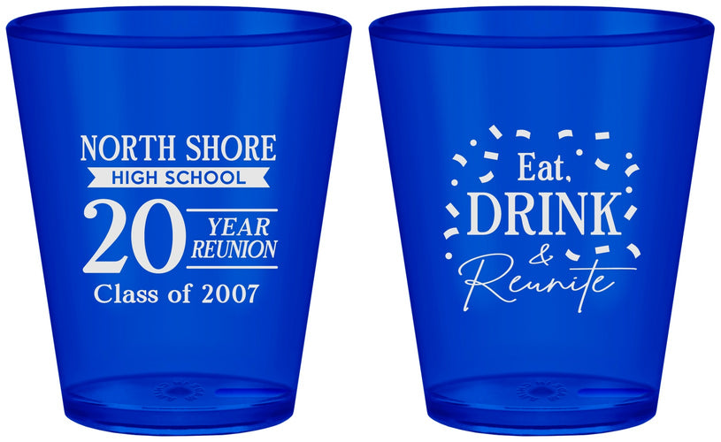 Custom Class Reunion Plastic Shot Glasses - Class Of 2007 20 Year | 140006