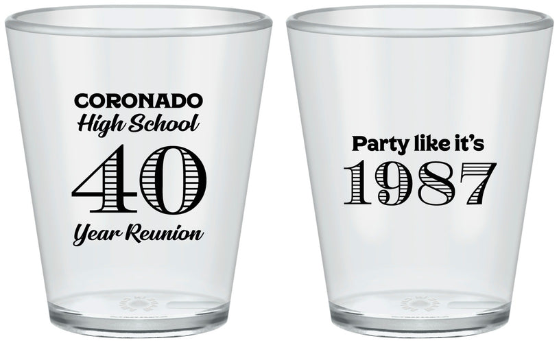 Custom Class Reunion Plastic Shot Glasses - Class Of 1987 40 Year | 140008