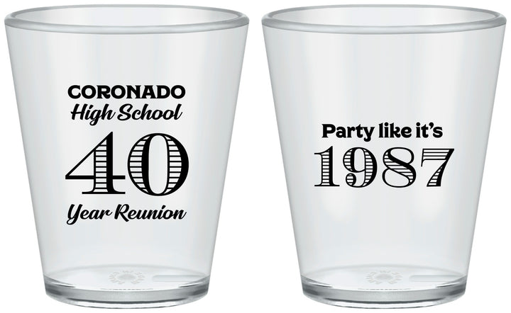 Custom Class Reunion Plastic Shot Glasses - Class Of 1987 40 Year | 140008