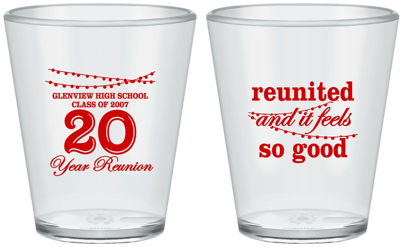 Custom Class Reunion Plastic Shot Glasses - Class Of 2007 20 Year | 140011