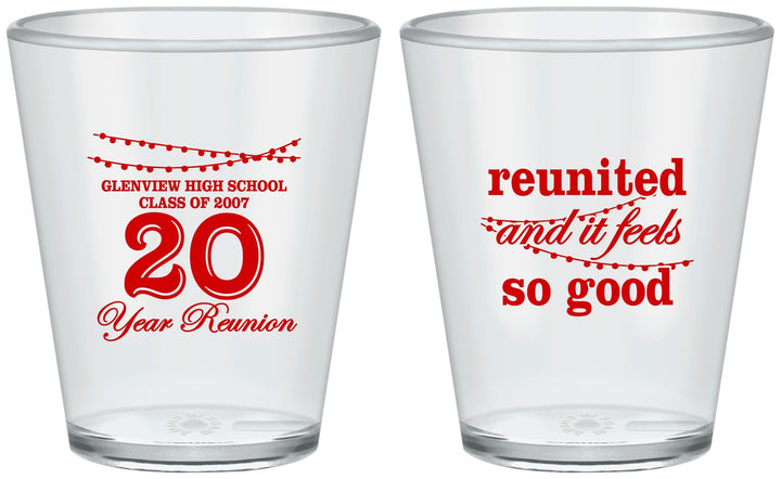 Custom Class Reunion Plastic Shot Glasses - Class Of 2007 20 Year | 140011