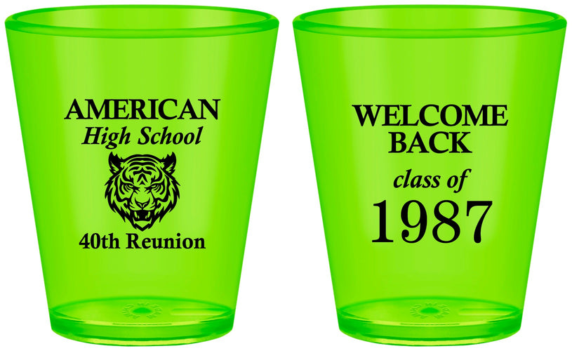 Custom Class Reunion Plastic Shot Glasses - Class Of 1987 40 Year | 140013