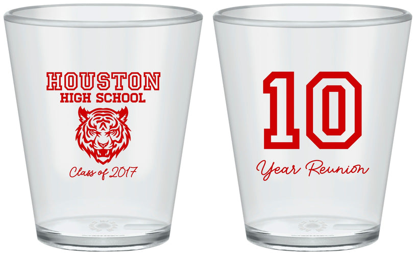 Custom Class Reunion Plastic Shot Glasses - Class Of 2017 10 Year | 140015