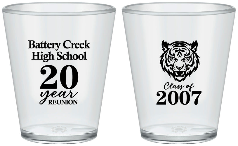 Custom Class Reunion Plastic Shot Glasses - Class Of 2007 20 Year | 140016