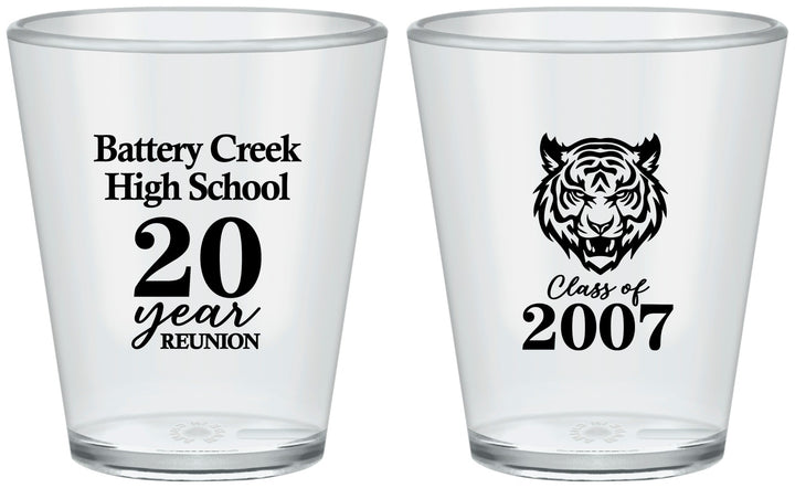 Custom Class Reunion Plastic Shot Glasses - Class Of 2007 20 Year | 140016