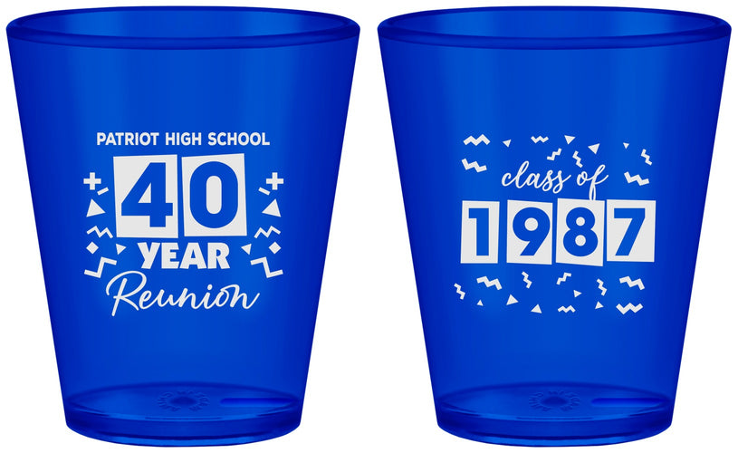 Custom Class Reunion Plastic Shot Glasses - Class Of 1987 40 Year | 140018