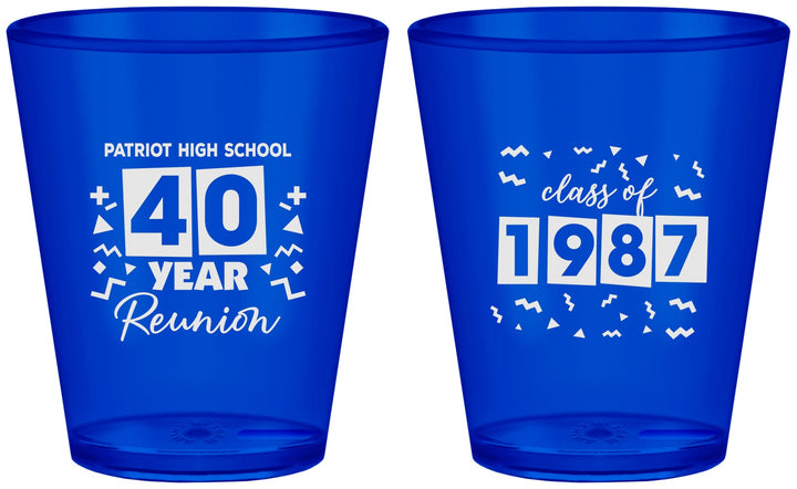 Custom Class Reunion Plastic Shot Glasses - Class Of 1987 40 Year | 140018