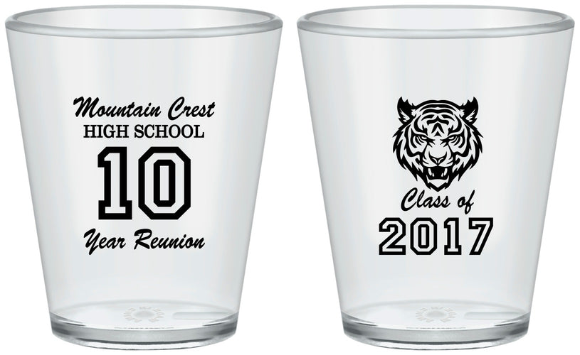 Custom Class Reunion Plastic Shot Glasses - Class Of 2017 10 Year | 140020