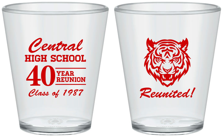 Custom Class Reunion Plastic Shot Glasses - Class Of 1987 40 Year | 140023