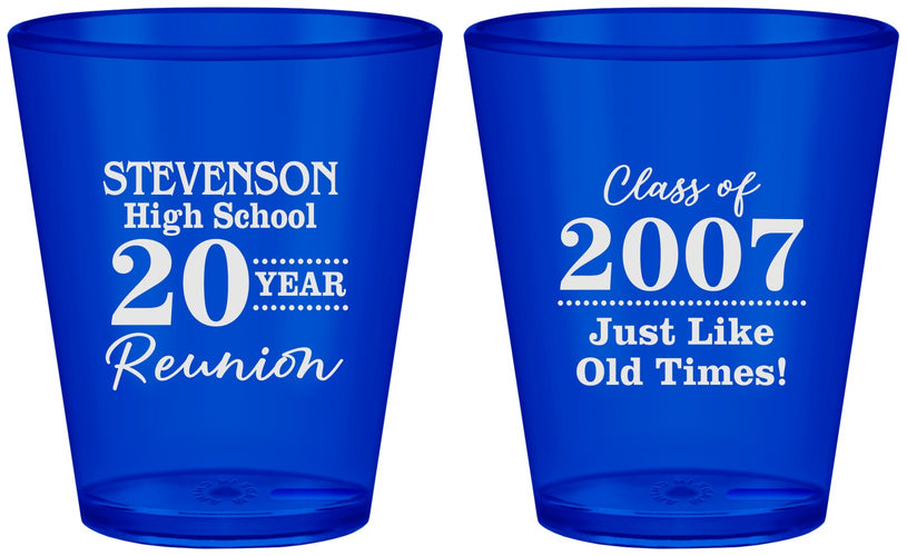 Custom Class Reunion Plastic Shot Glasses - Class Of 2007 20 Year | 140026