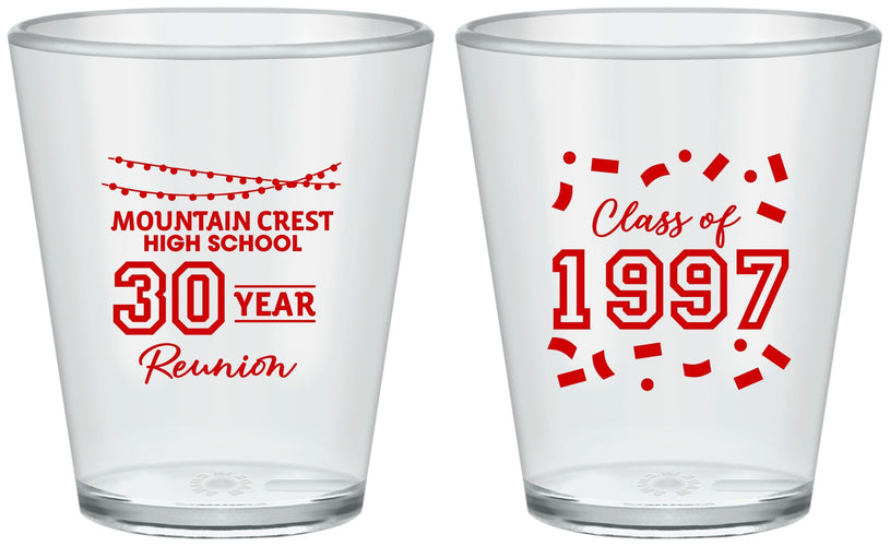 Custom Class Reunion Plastic Shot Glasses - Class Of 1997 30 Year | 140027