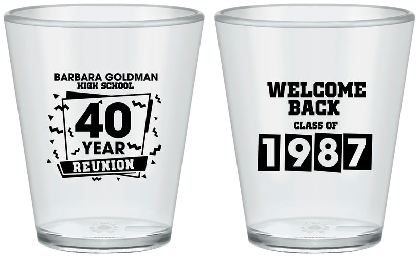 Custom Class Reunion Plastic Shot Glasses - Class Of 1987 40 Year | 140028