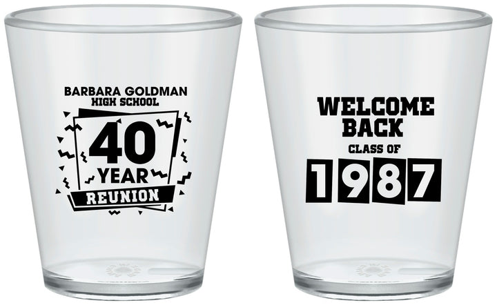 Custom Class Reunion Plastic Shot Glasses - Class Of 1987 40 Year | 140028