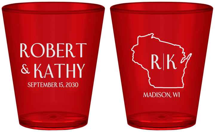 Custom Wedding Plastic Shot Glasses - Wisconsin | 148